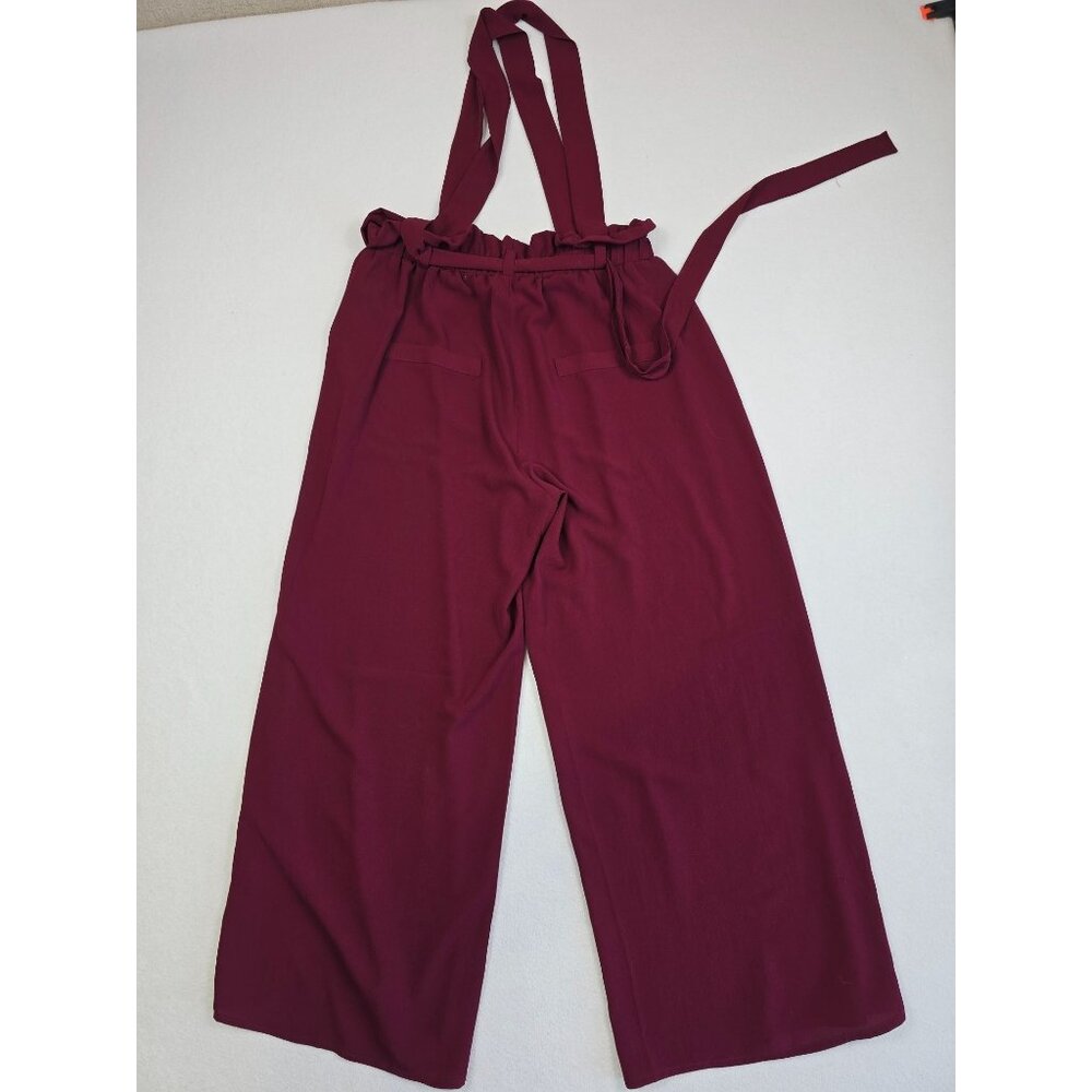 Red BKE Buckle Burgundy Wide-Leg Overalls With Adjustable Straps Small - Picture 2 of 5